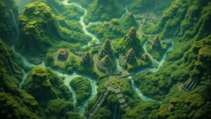 Ancient City in Lush Jungle – free AI stock image