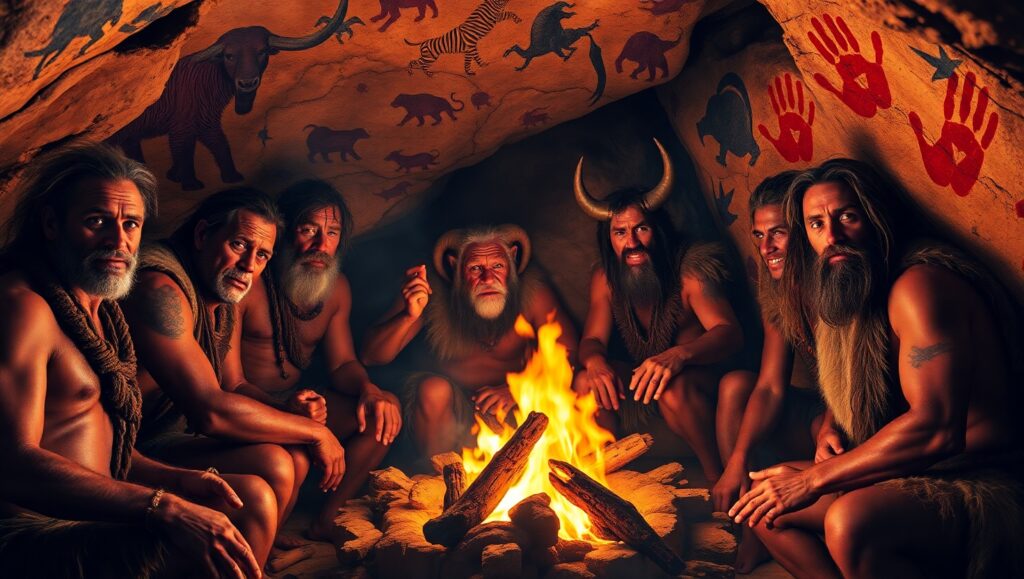 Ancient Fireside Gatherings Depicted – free AI stock image