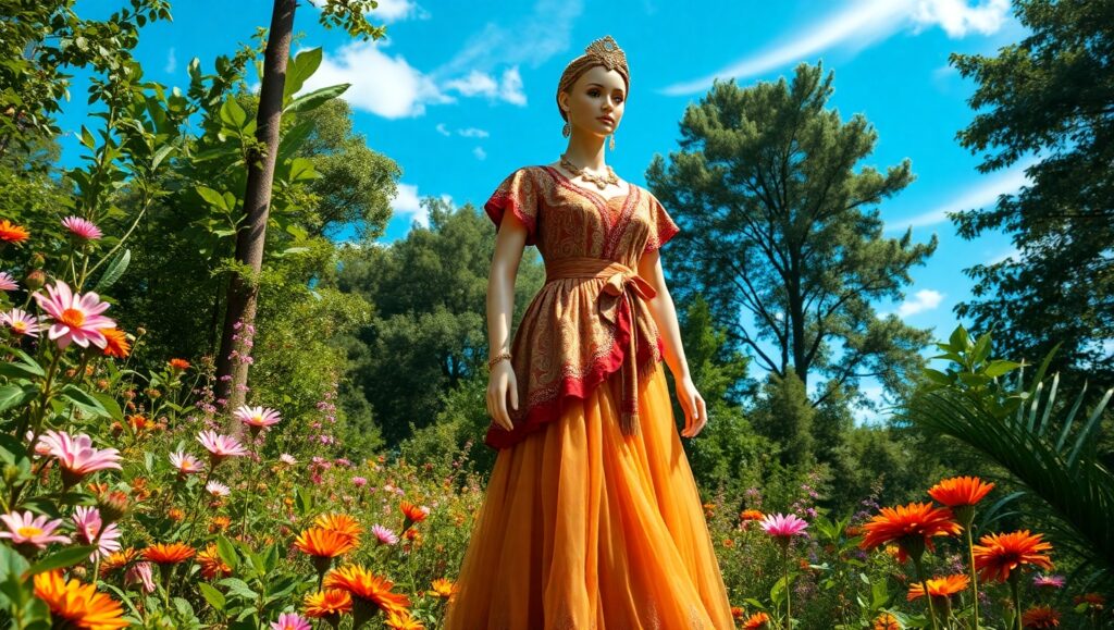 Ancient Folklore Costume in Nature – free AI stock image