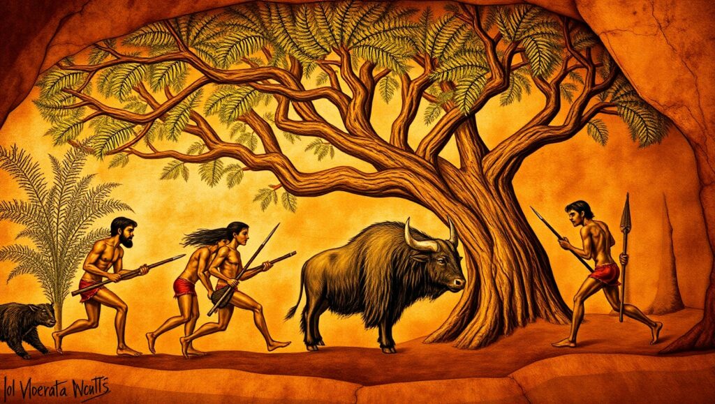 Ancient Hunters in Prehistoric Times – free AI stock image