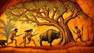 Ancient Hunters in Prehistoric Times – free AI stock image