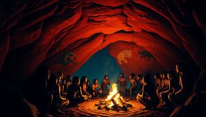 Ancient Tribes Around the Fire – free AI stock image