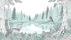 Animals by the Serene – free AI stock image