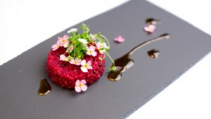 Artistic Beetroot Tartare Presentation – free AI stock image