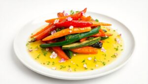 Artistic Vegetable Tower Presentation – free AI stock image