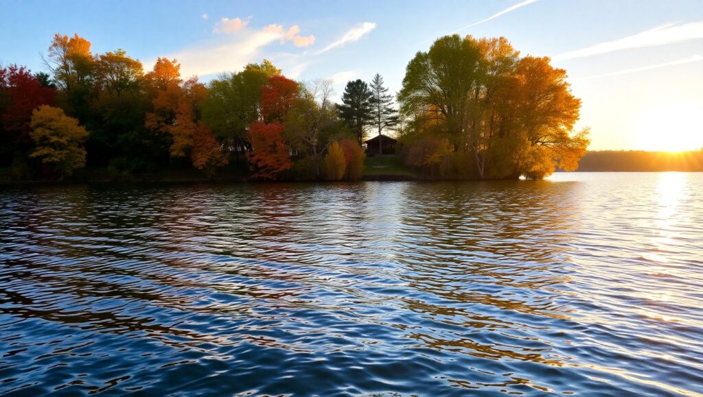 Autumn Reflections by the Lake – free AI stock image