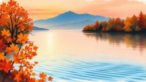 Autumn Serenity at the Lake zHZ – free AI stock image