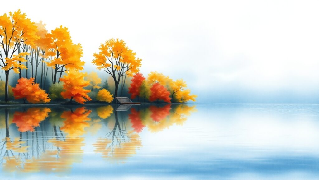 Autumn Serenity by the Lake – free AI stock image