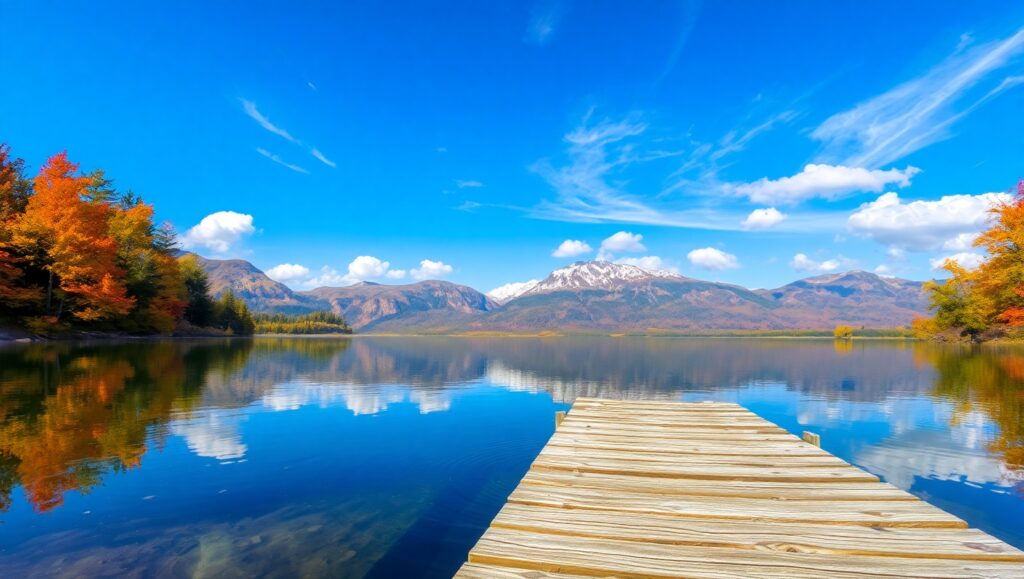 Autumn Serenity by the Lake TEn – free AI stock image