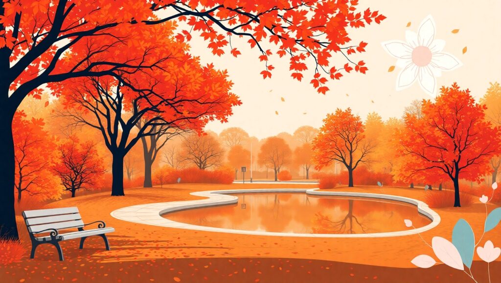 Autumn Serenity in the City Park – free AI stock image
