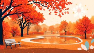 Autumn Serenity in the City Park – free AI stock image