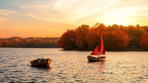 Autumn Serenity on Tranquil Lake – free AI stock image