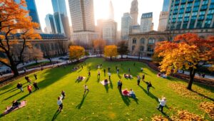 Autumn Vibes in a City Park – free AI stock image