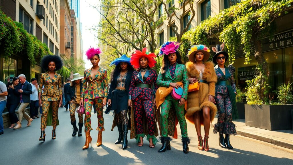 Avant-Garde Fashion Meets Urban Nature – free AI stock image