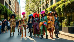 Avant-Garde Fashion Meets Urban Nature – free AI stock image