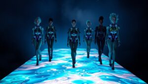 Bioluminescent Fashion on the Runway tfz – free AI stock image