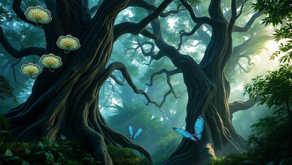 Bioluminescent Forest Creatures At Dusk – free AI stock image