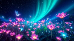 Bioluminescent Garden in AR – free AI stock image