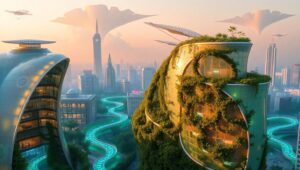 Biotechnological Urban Oasis – free AI stock image