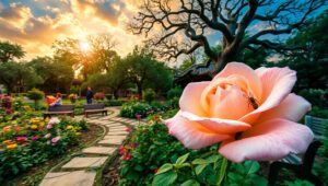 Blooming Garden Through Time – free AI stock image