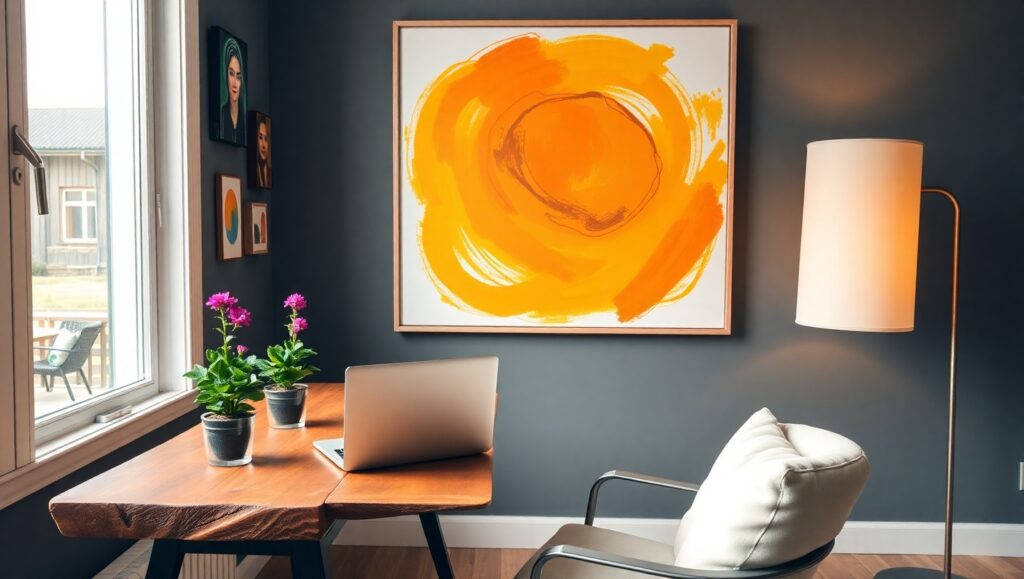 Bright and Stylish Home Office Space – free AI stock image