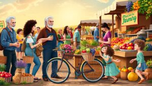 Bustling Farmers Market Day – free AI stock image