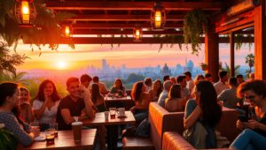 Café Life at Dusk – free AI stock image