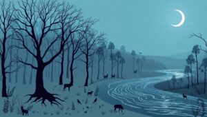 Calm Night in a Forest – free AI stock image