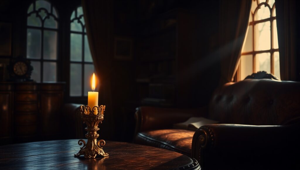 Candlelight in Shadowy Elegance – free AI stock image