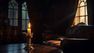Candlelight in Shadowy Elegance – free AI stock image