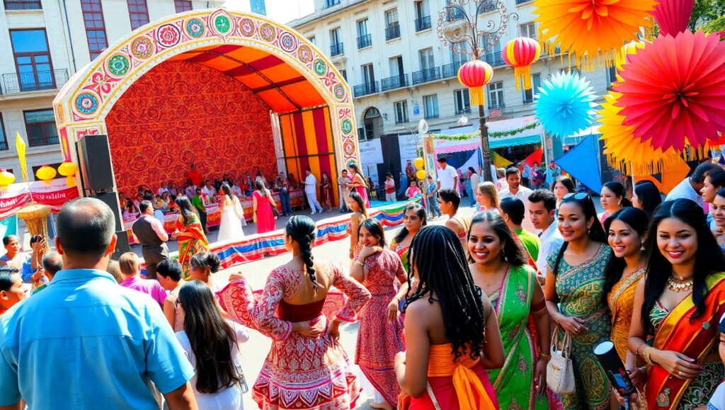 Celebrating Cultures in a City Square – free AI stock image