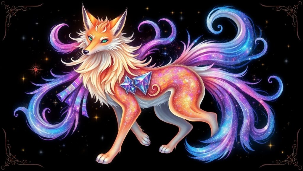 Celestial Fox Tattoo Design – free AI stock image