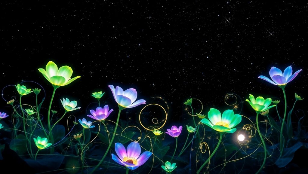 Celestial Garden of Alien Flora – free AI stock image