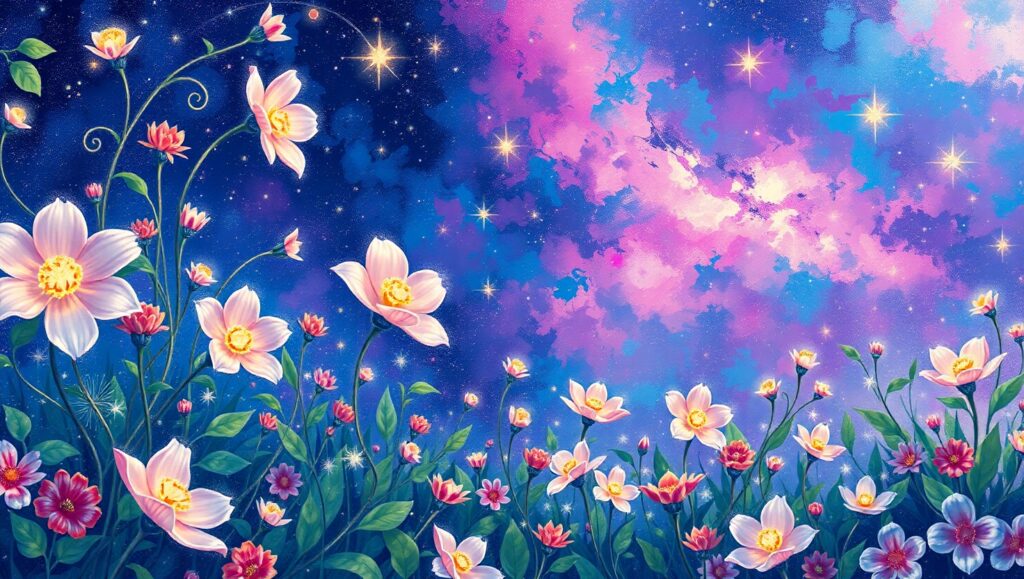 Celestial Garden of Cosmic Dreams – free AI stock image