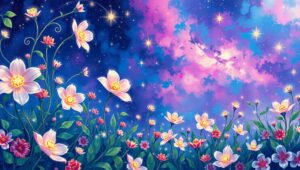 Celestial Garden of Cosmic Dreams – free AI stock image