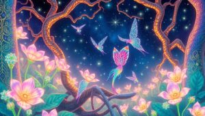 Celestial Garden of Surreal Wonders – free AI stock image