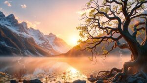 Celestial Harmony at Dawn – free AI stock image