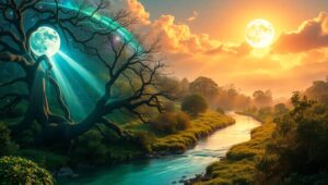 Celestial Harmony in Nature’s Embrace – free AI stock image