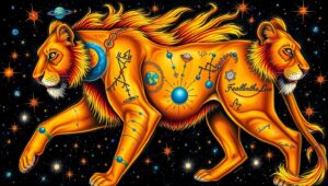 Celestial Lioness Tattoo Design – free AI stock image