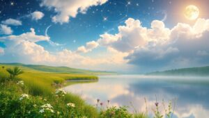 Celestial Serenity in Ethereal Landscape – free AI stock image