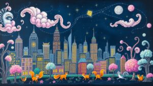 Chalk City Skyline at – free AI stock image