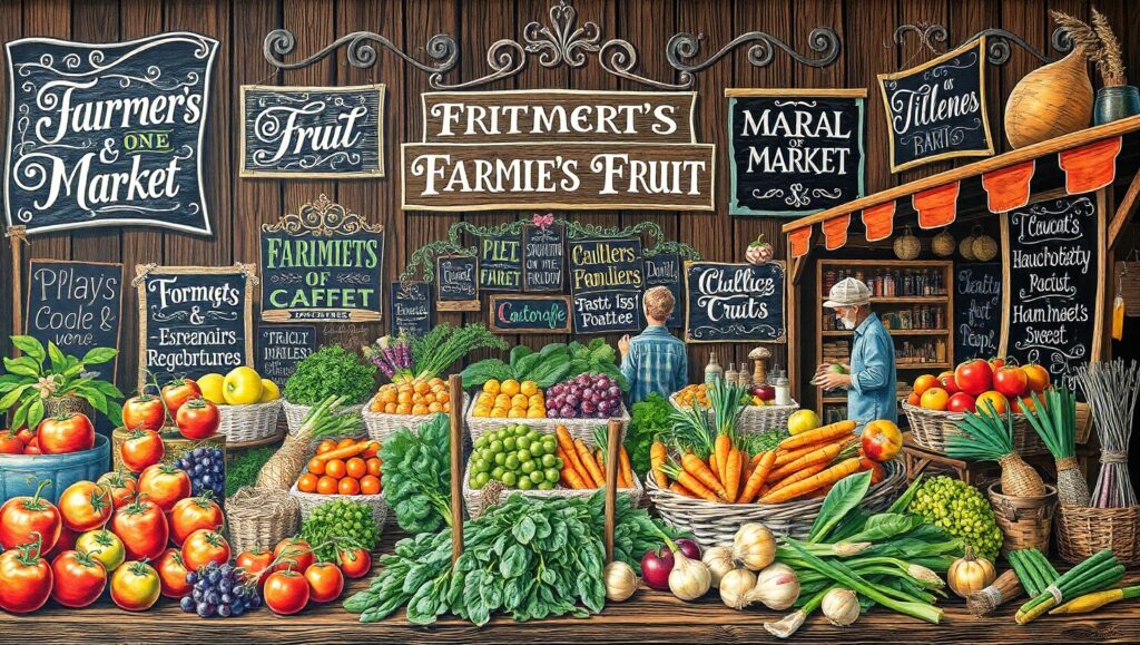 Chalkboard Art: Farmer’s Market Vibes – free AI stock image
