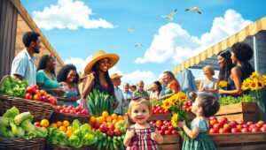 Chalkboard Art of a Farmer’s Market – free AI stock image