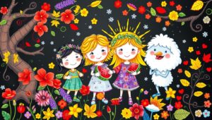 Chalkboard Garden of Seasons – free AI stock image