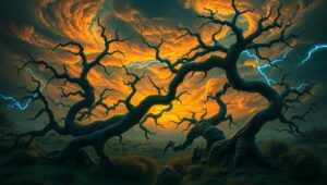 Chaos and Emotion in Nature – free AI stock image