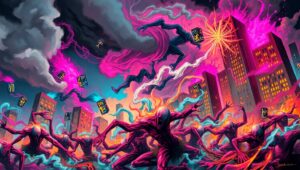 Chaotic Emotions in Urban Storm – free AI stock image