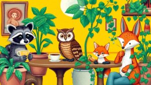 Charming Café with Animal Friends – free AI stock image