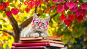Charming Cat in Colorful Wonderland – free AI stock image