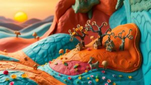 Charming Clay Landscape at Sunset – free AI stock image