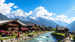 Charming Life in a Mountain Village – free AI stock image